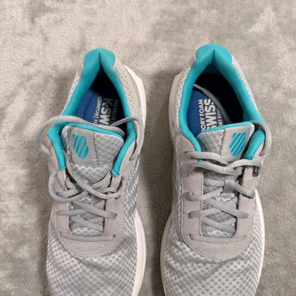 K-Swiss K17/111 Sneakers Men 11 Grey Teal Low Top Mesh Running Shoes 05481-044-M